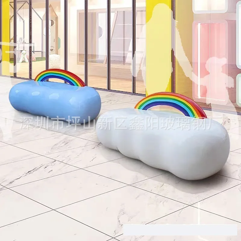 FRP Creative Meichen Leisure Chair Shopping Mall Rest Area Backrest FRP Rainbow Landscape Bench