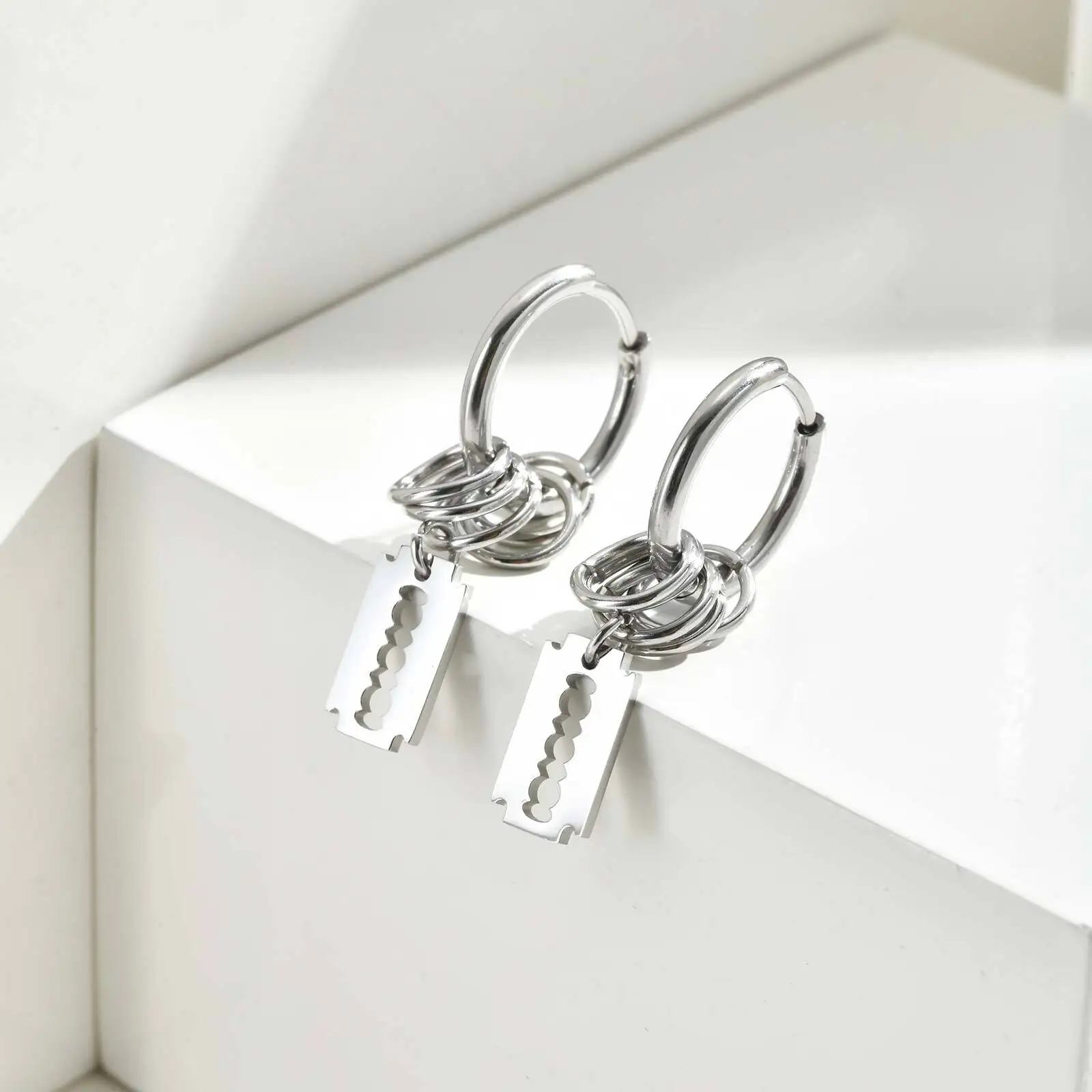 حلق هوب أنيق للرجال والأولاد، حلق هوجيز بشفرة من الفولاذ المقاوم للصدأ، هدية مجوهرات هيب هوب بانك