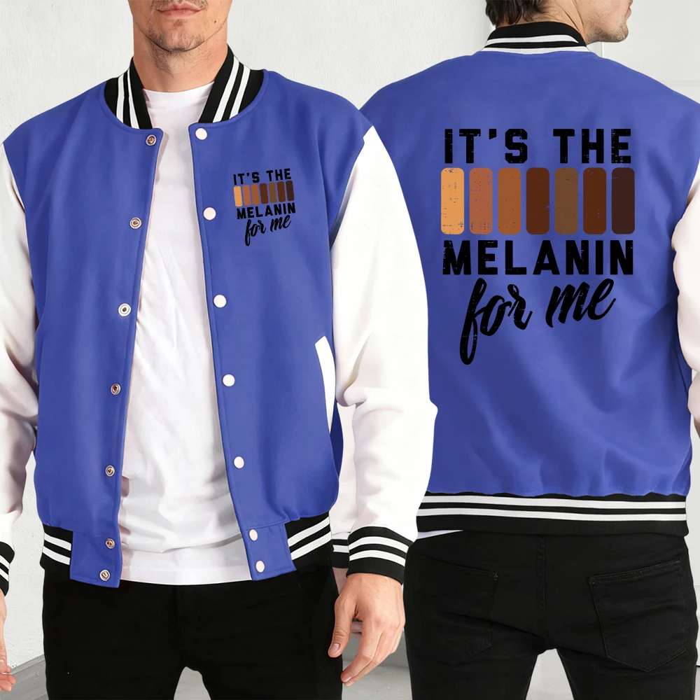 

It'S The Melanin For Me Print Man Fashion Oversized Coat Casual Autumn Jackets Comfy Basics Baseball Jersey Hip Hop Streetwear