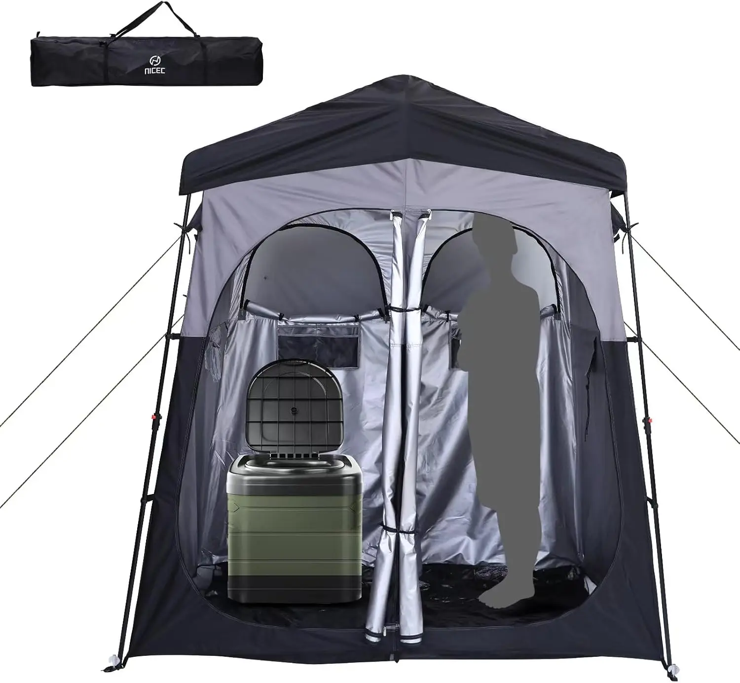 

Instant Pop-Up Privacy Changing Tent, Oversize 2-Room Camping Shower & Toilet Enclosure for Outdoor Adventures