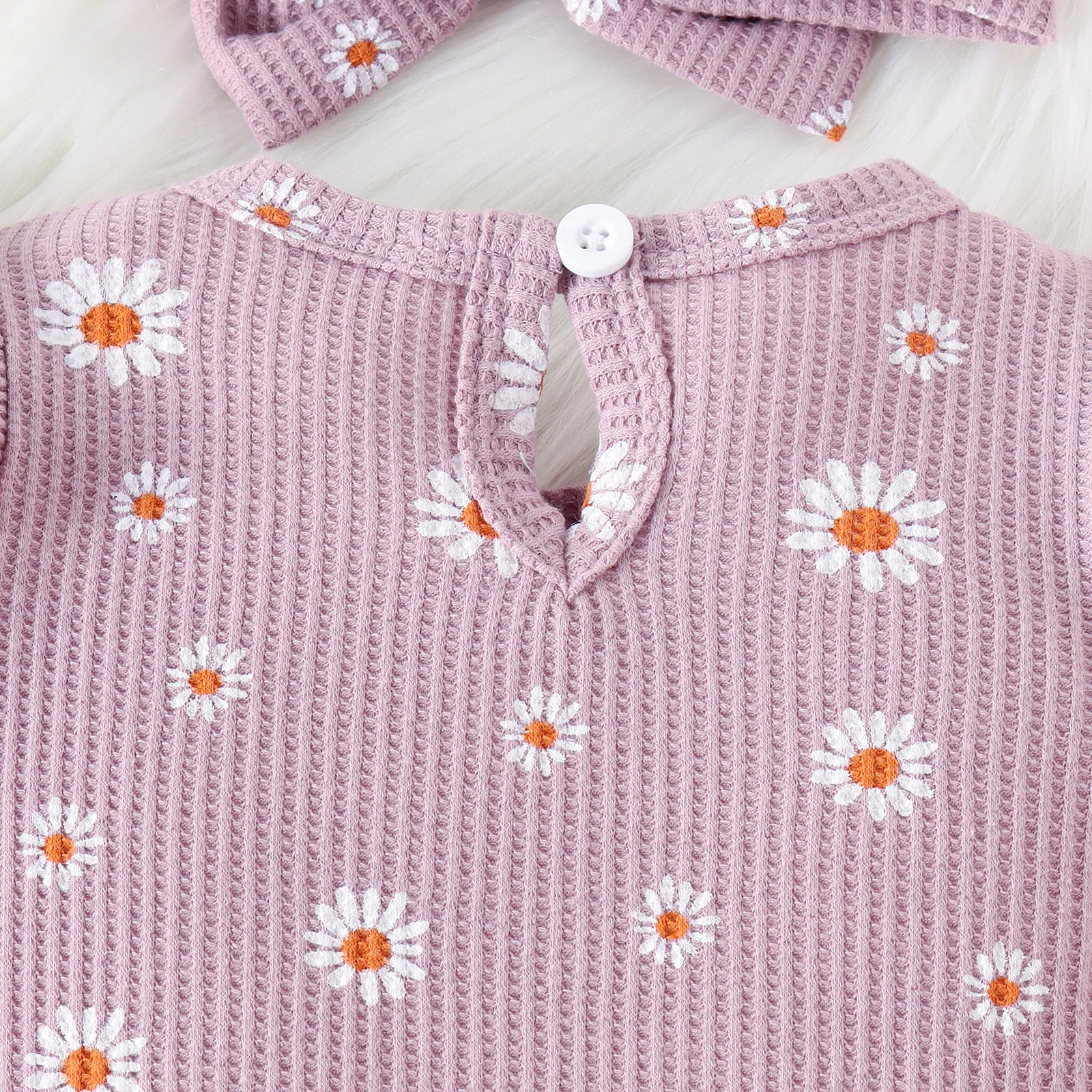 3PCS Autumn New Style For Girls Aged 0-1, Fashionable Round Collar Printed Long-Sleeved Clothes + Trousers + Headscarf