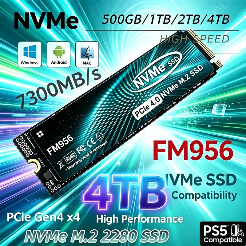 FM956 High‑Performance M.2 2280 NVMe SSD 1TB 2TB 4TB PCIe Gen4 Fast Game Storage Disk For PS5 Gaming PC Laptop Desktop