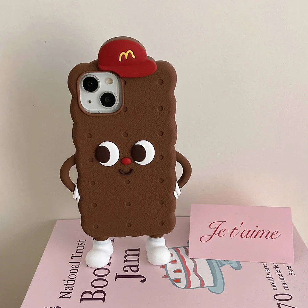 Kawaii 3D Japan Ins Chocolate Toast Cookies Weiche Silikon Handyhülle Stoßfeste Abdeckung für iPhone 16 15 14 13 12 Pro Max – Detail 2