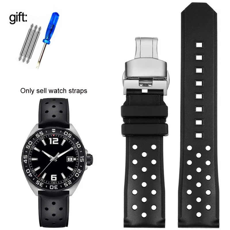 

Soft Silicone Watch Strap for Tag Heuer Racing F1 WAZ2113 Sports Watch Series Accessories Rubber Men Watch Band 22mm bracelet