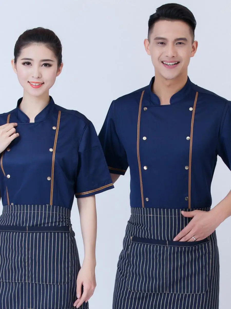 

Легкая дышащая униформа для поваров с коротким рукавом для мужчин, для отелей и ресторанов, для работы на кухне