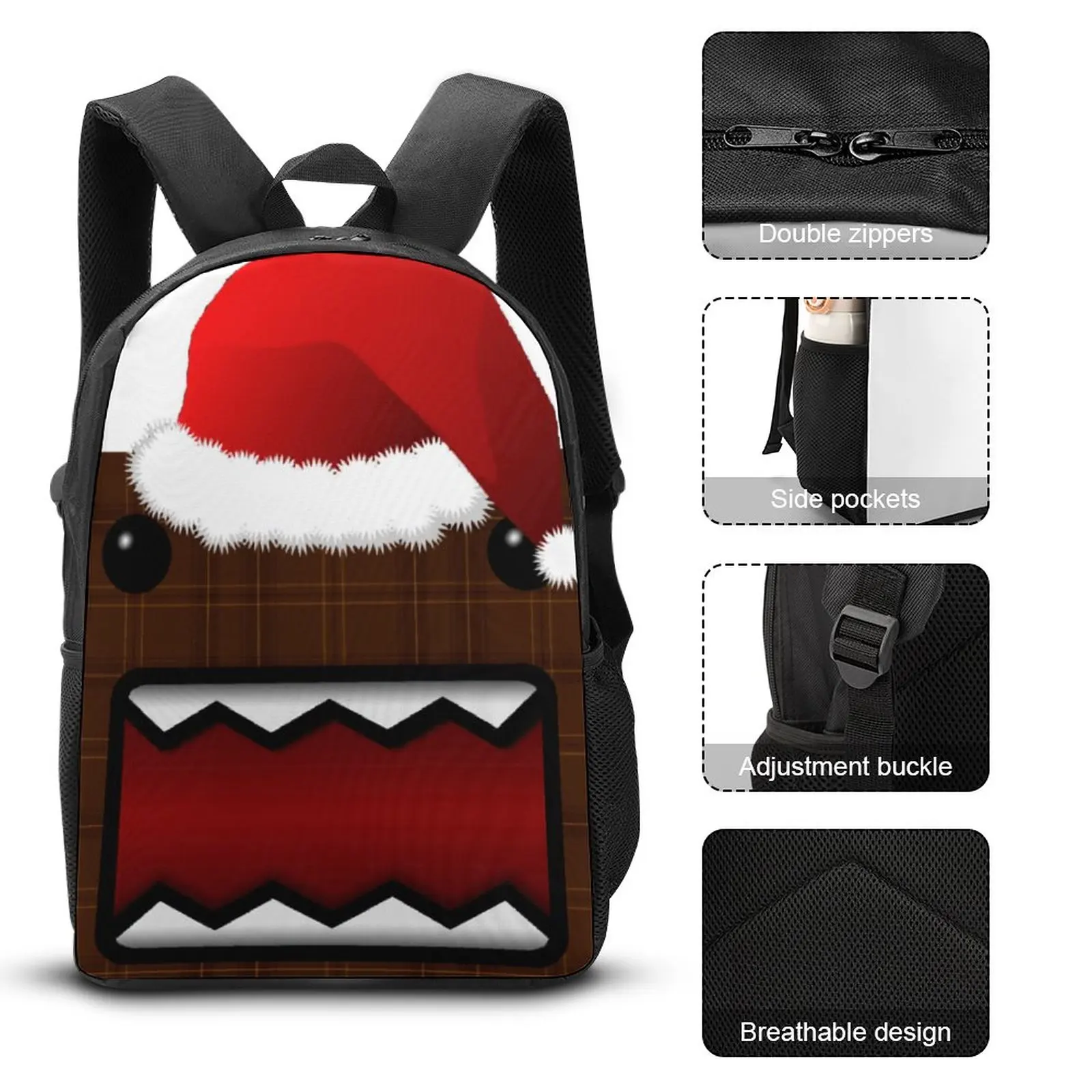 Domo Kun DJ 3 in 1 Set 17 Inch Backpack Lunch Bag Pen Bag  Durable Blanket Roll Cosy  Sports Activities Graphic Vintage