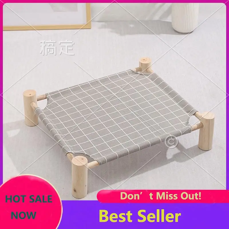 

ABNL Cat And Dog Hammock Bed Wooden Cat Hammock Elevated Cooling Bed Detachable Portable Indoor Outdoor Pet Bed Suitable