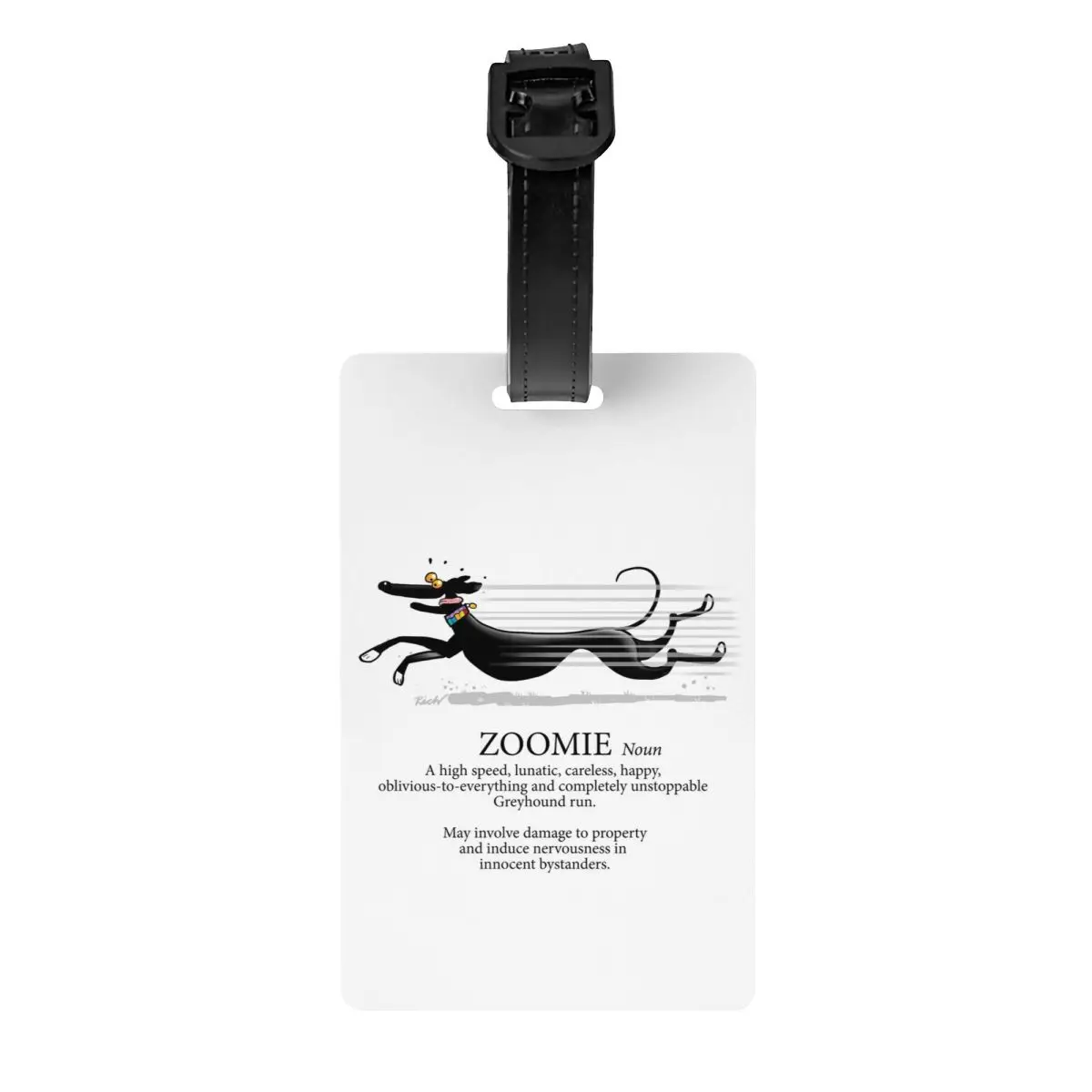 Custom Greyhound Zoomie Luggage Tag Privacy Protection Whippet Sighthound Dog Baggage Tags Travel Bag Labels Suitcase