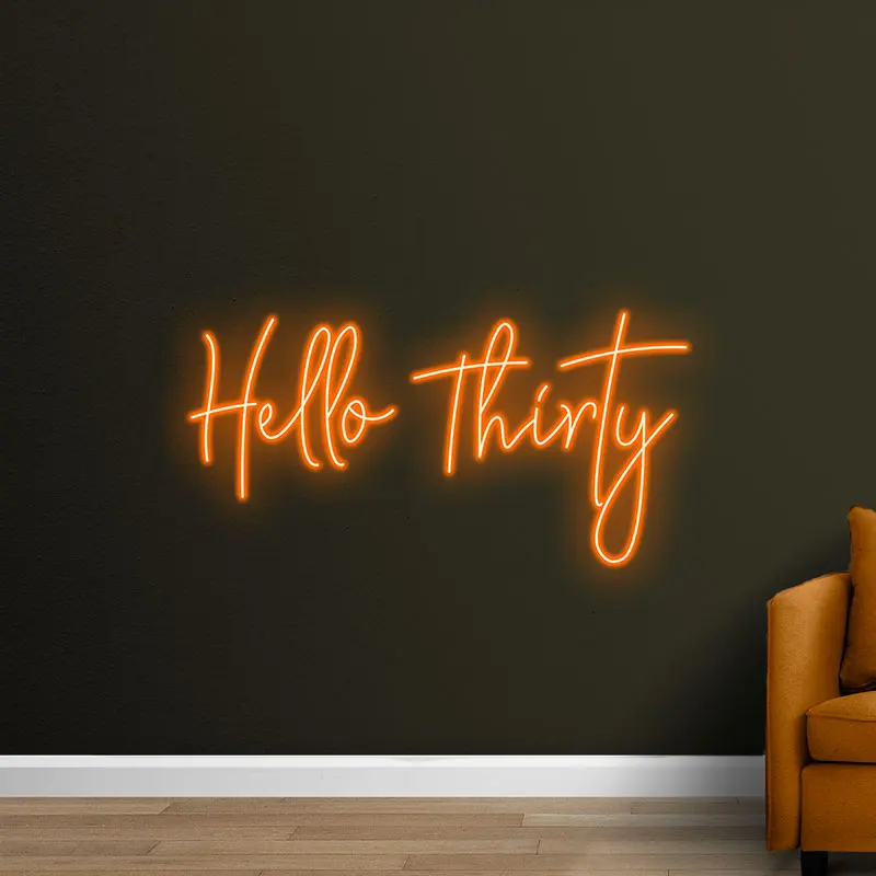 Toysign Neon Light, Hello Thirty Neon Sign, Bright LED Wall Art for 30th Birthday Celebration, Unique Party Decoration and Gifts