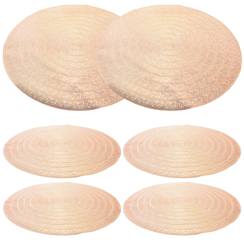 

6Pcs Wear-Resistant Table Mats Round Anti-Skid Placemat Heat-Resistant Household Dining Mat Decorative Kitchen Accessory