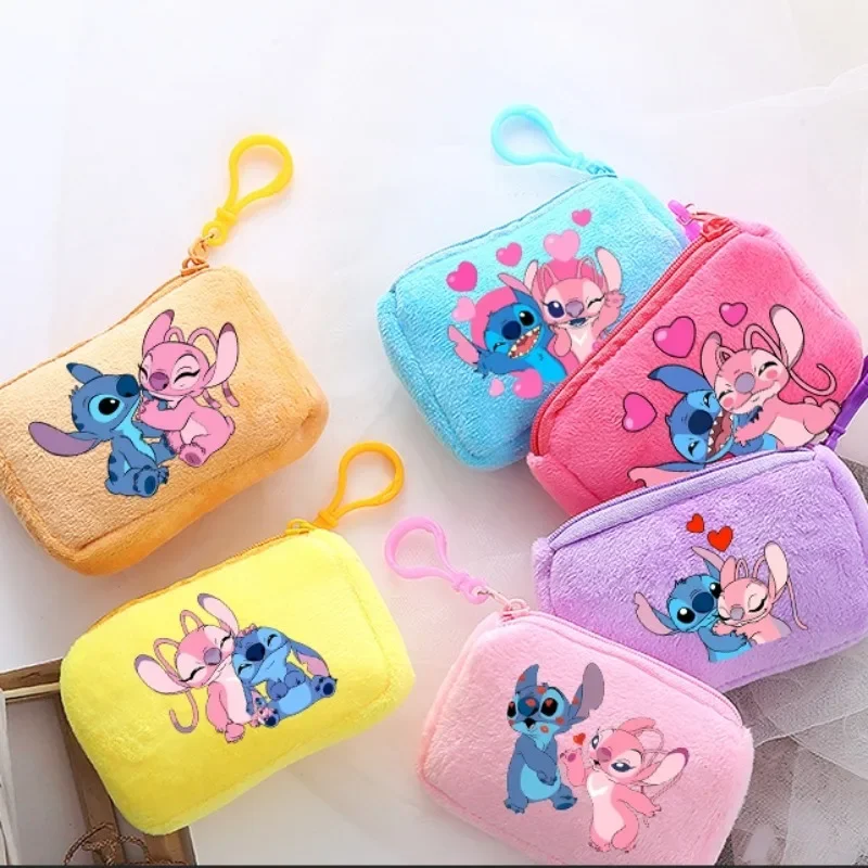 Lilo & Stitch Plush Coin Purse Angel Square Coin Purses Earphone Organization Cute Keychain Ornaments Compact Portable Creative