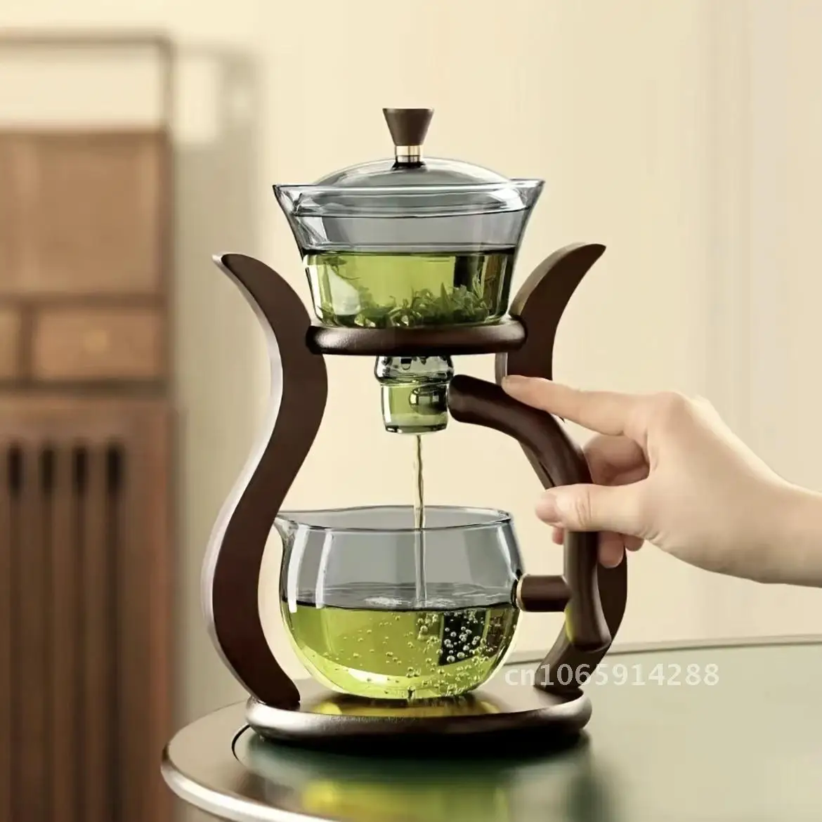 

Lazy Drip Fu Glass Tea Set Semi Automatic Kung With Infuser Glass Switch Teapot Teapot Magnetic Teacup Set Glassware Set