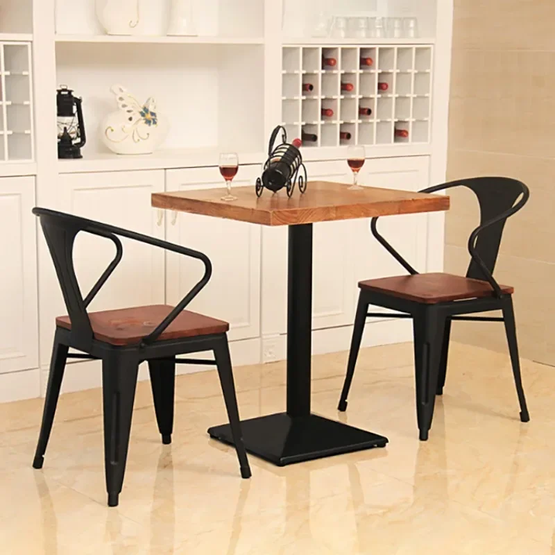 American industrial style retro solid wood dining table, coffee shop, pub, bar, double table, Western restaurant