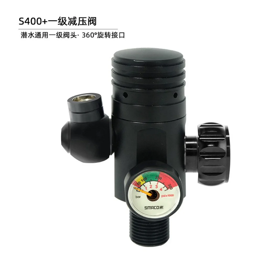 Underwater breathing apparatus with a 360-degree rotating, constant-pressure outlet