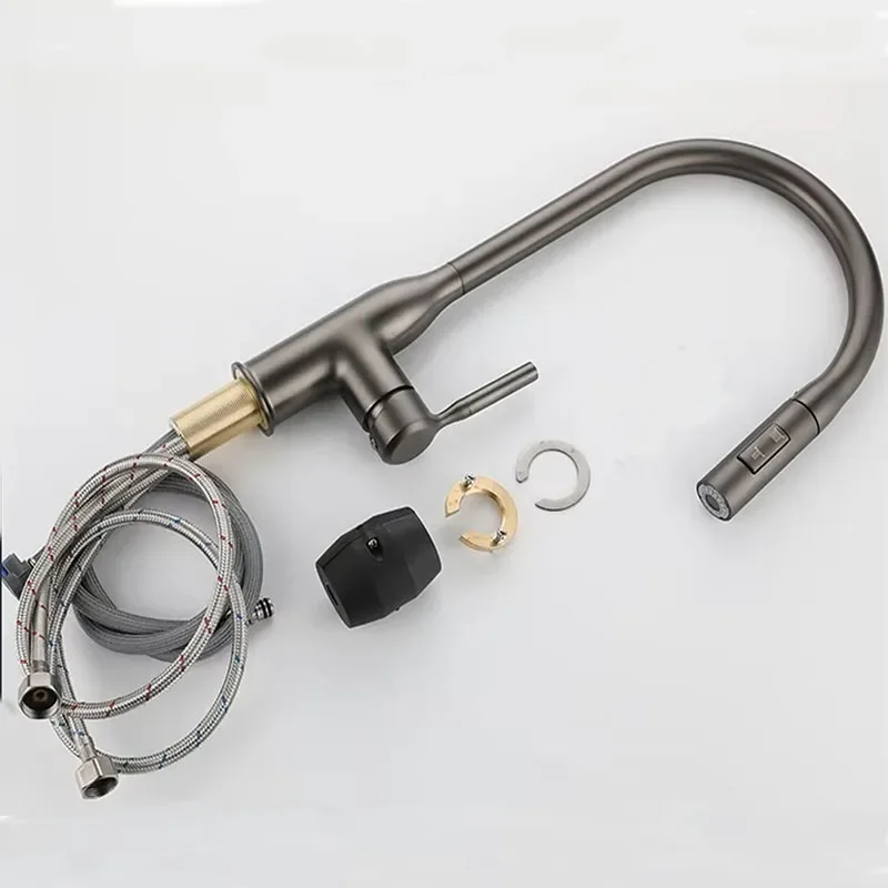 

Kitchen Sink Faucet Deck Mounted Kitchens Accessories Washbasin Faucet Single Handle Pull Out Mixer Hot and Cold Water Taps
