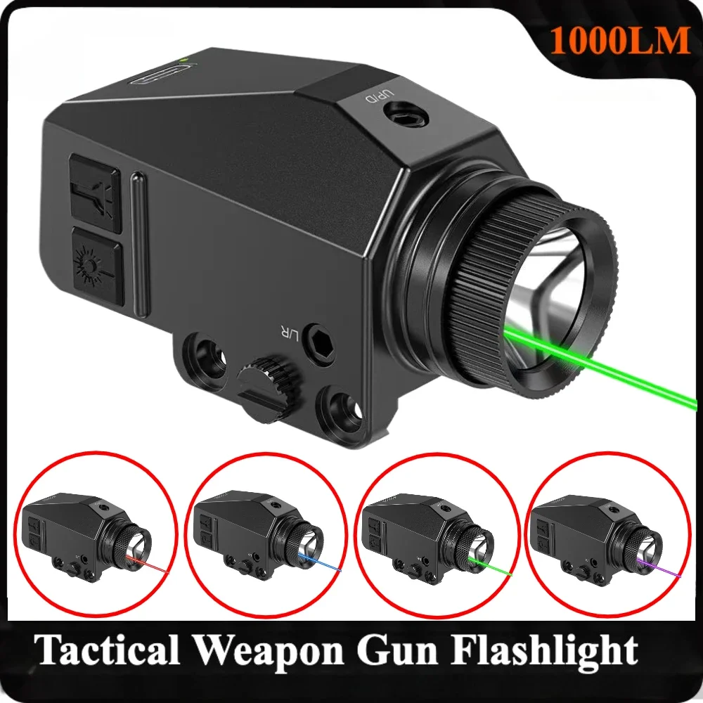 

1000 Lumens Weapon Gun Light Combo Red/Green/Purple/Blue Laser Tactical Flashlight for Handgun Rifles Airsoft