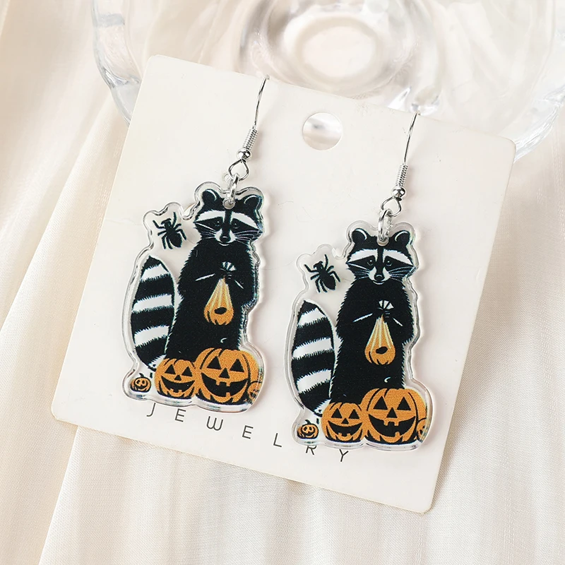 1Pair Halloween Drop Earrings Fashion Acrylic Raccoon Jewelry For Women festival Birthday Gift