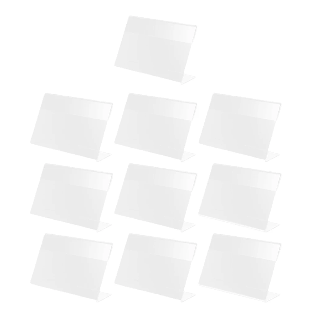 

10pcs Price Tag L Shape Sign Display Holder Acrylic Clear Label Stand Sturdy Desktop Countertop Use for Retail