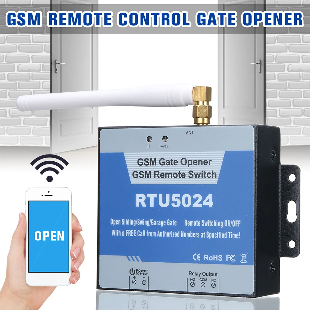 RTU5024 Gsm Control Module switch- Automation For Garage Door Access Long Antenna Free Call 850/900/1800/1900MHz Door Opener