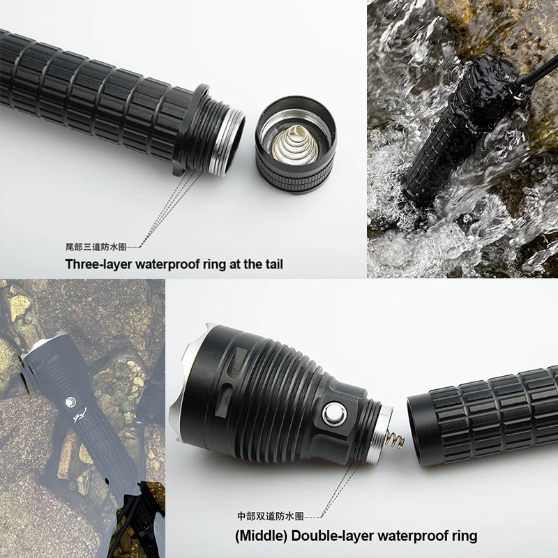 New High Power LED Diving Flashlight XHP70.2 Professional Underwater Lantern 18650 Battery IPX8 Waterproof Torch With Hand Rope