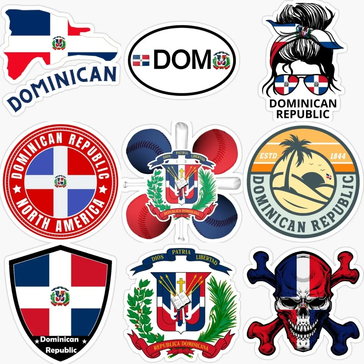 

Creative Dominican DOM Flag National Emblem PVC Sticker for Decorate Bumper Car Bumper Laptop Bicycle Room Fridge Customizable