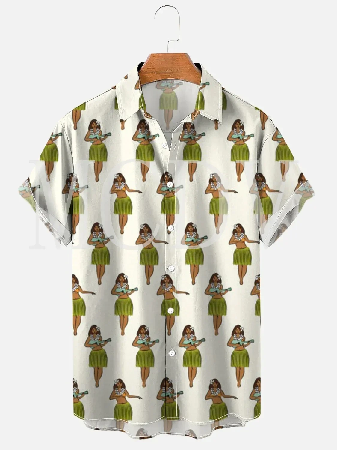 

Hula Girl On Cream Hawaiian 3D All Over Printed Hawaiian Shirt Men For Women Casual Breathable Hawaiian Short Sleeve Shirt