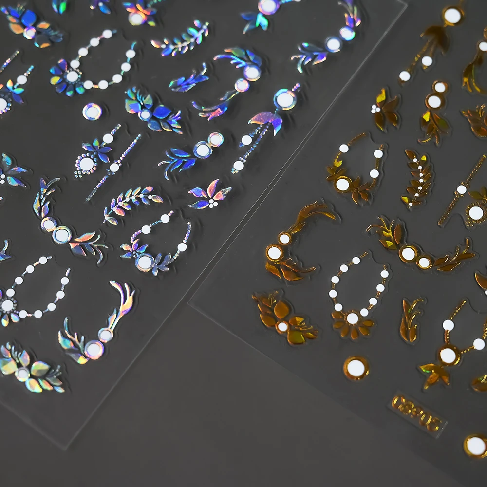 6pcs 3D Gold Sun/Moon/Star Bronzing Nail Art Sticker Laser Metal Star Moon Design 8*10cm Nail Art Decal Self-Adhesive Sliders#YZ