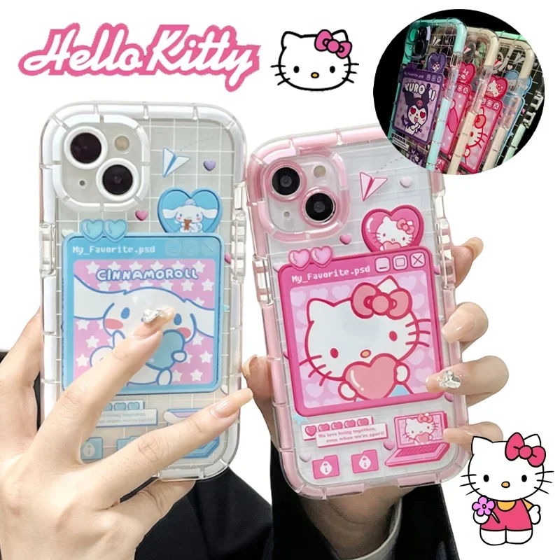 Sanrio Hello Kitty Kuromi custodia per telefono carina per IPhone 14 13 12 11 Pro Max XR XS Max custodia protettiva trasparente Anti-goccia