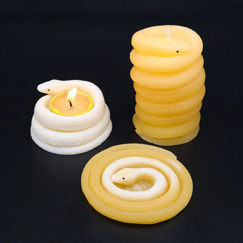 3D Creative Snake Wrapped Candlestick Shape Silicone Candle Mold Handmade Aromatherapy Resin Mold Home Crafts Decoration