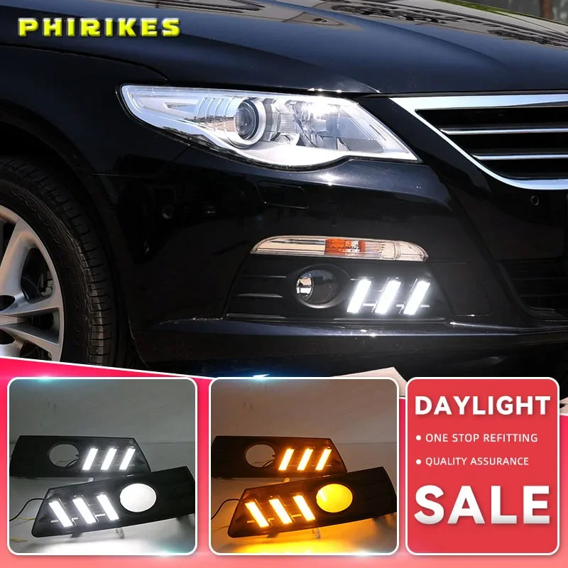 2PCS Car light For VW PASSAT CC 2009 2010 2011 2012 2013 LED DRL Daytime running lights with fog lamp cover