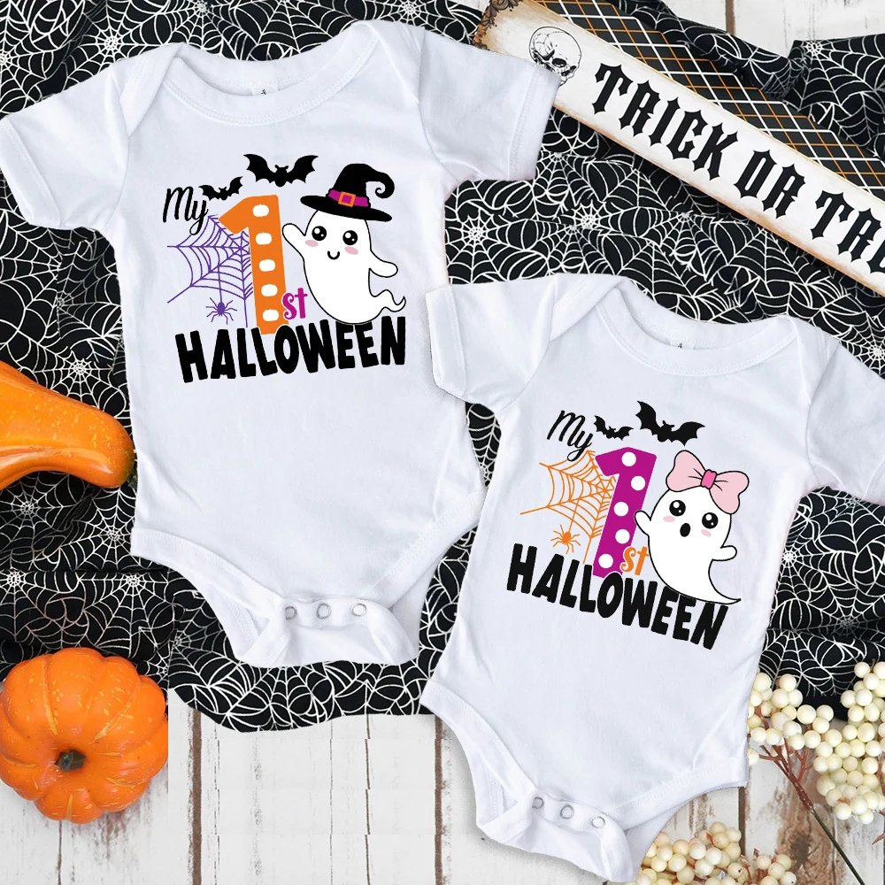 My First Halloween Printed Baby Romper Halloween Party Infant Outfit Bodysuit Boys Girls Jumpsuit Newborn Short Sleeve Clothes