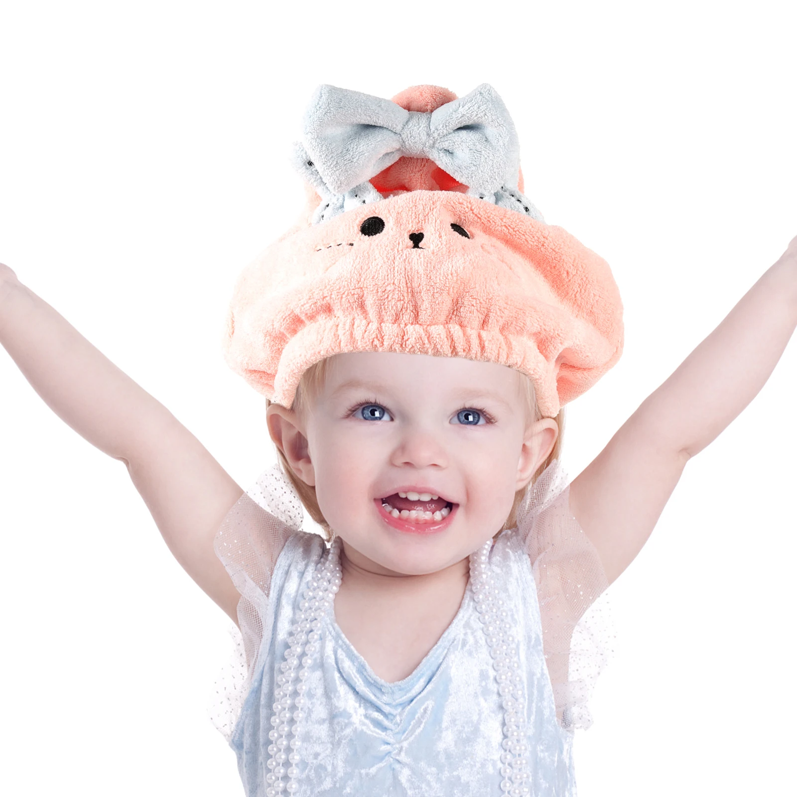 

Dry Coral Accessories For Pink Cartoon Kids Hair Bonnet Absorbent Durable Travel Kids Hooded Beach Hair Towels Towel
