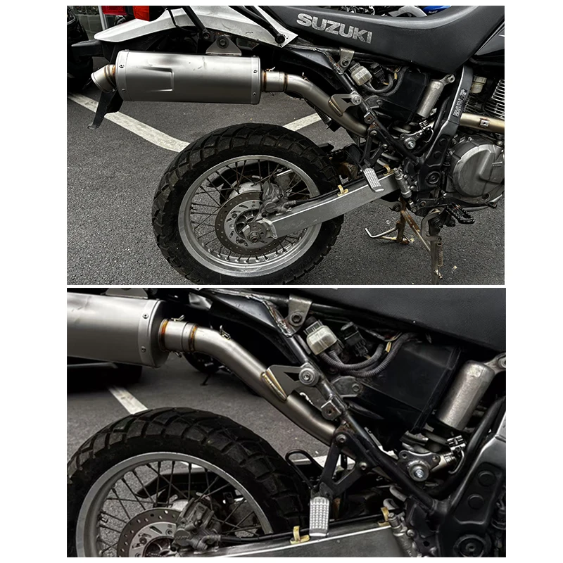 Slip On For Suzuki DR 650 DR650 S DR650SE 1997-2025 Motorcycle Exhaust System Espace Mid Link Pipe Stainless Steel Moto Muffler