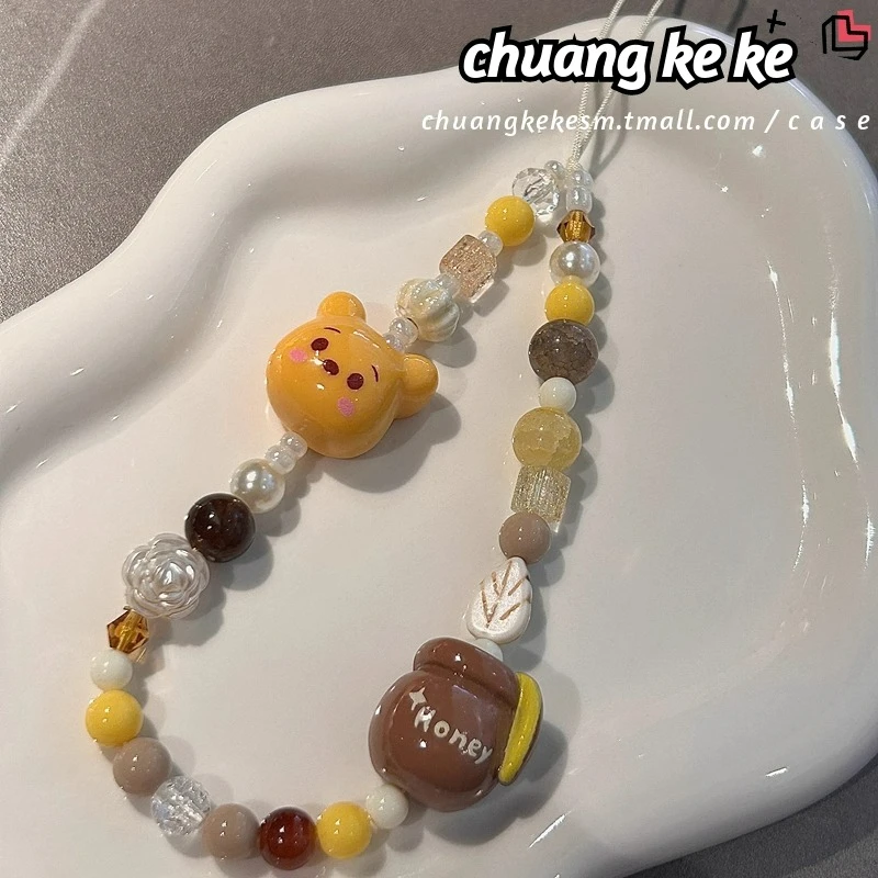 Hadiah ulang tahun Disney Pooh Bear, hiasan rantai gantung casing ponsel, rantai ponsel portabel dan antihilang
