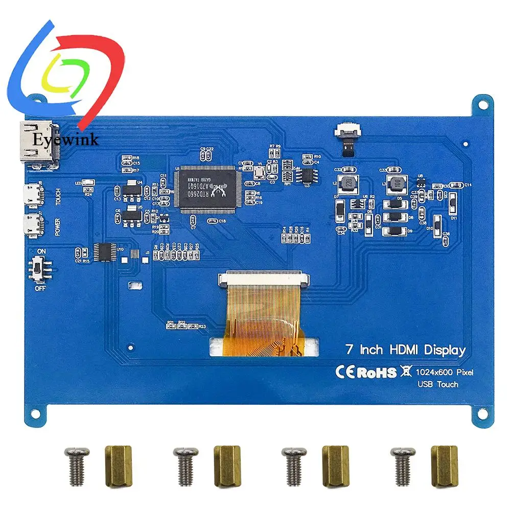 7 Inch 1024x600 Raspberry Pi Display for 4 3B+ 3B Windows Touchscreen 7 Inch Mini HDMI Monitor