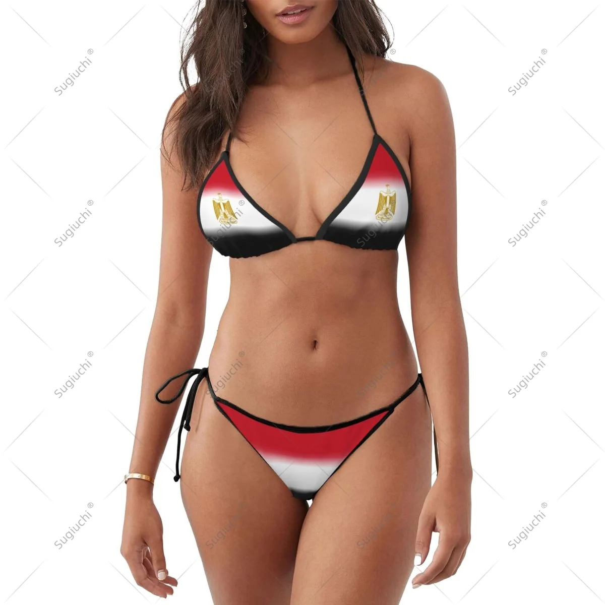 

Women Girls Bikini Egypt Flag Swimsuit Sets Three Point Beachwear Swimming Bathing Beach Party Suits Sexy Mujer