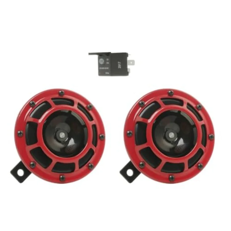 

Комплект сирен Stark Sound 109.23.37 Red Set 12 V с высокочастотным/низкочастотным супертоновым звуковым сигналом B 133 12 вольт для системы звукового оповещения аварийных служб