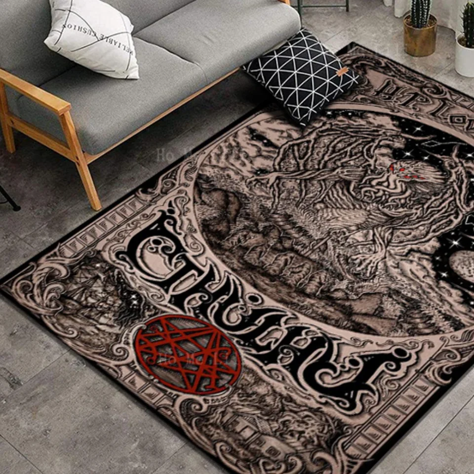 Gothic Satanic Art Dark Mythological Creatures With Mysterious And Scary Patterns Non Slip Flannel Floor Rugs By Ho Me Lili