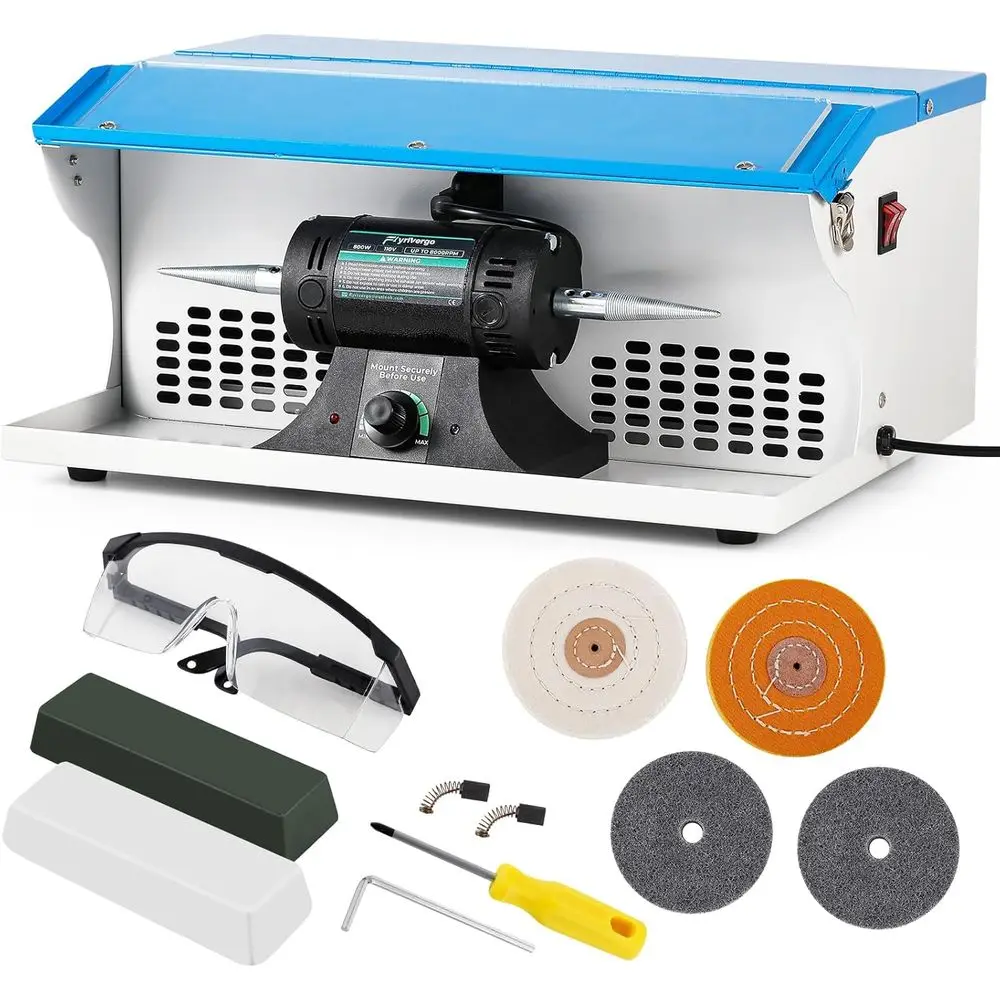 

Машина для полировки ювелирных изделий мощностью 800 Вт, настольный буферный полировщик, машина для полировки ювелирных изделий с переменной скоростью 110 В с пылесборником, выхлоп