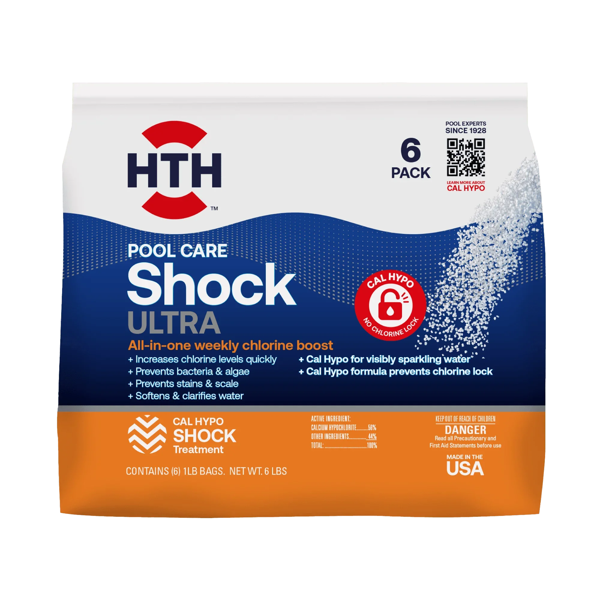 

USA 52040B Swimming Pool Care Shock Ultra, Swimming Pool Chemical, Cal Hypo Formula, 1lb (Pack of 6)