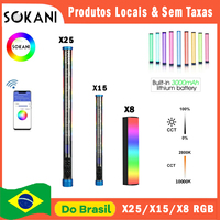 Sokani X25 X8 X15 Handheld RGB Colorful Stick Light LED Light Wand CRI 95+ 2800K-10000K 3000mAh APP Control For YouTube Tiktok