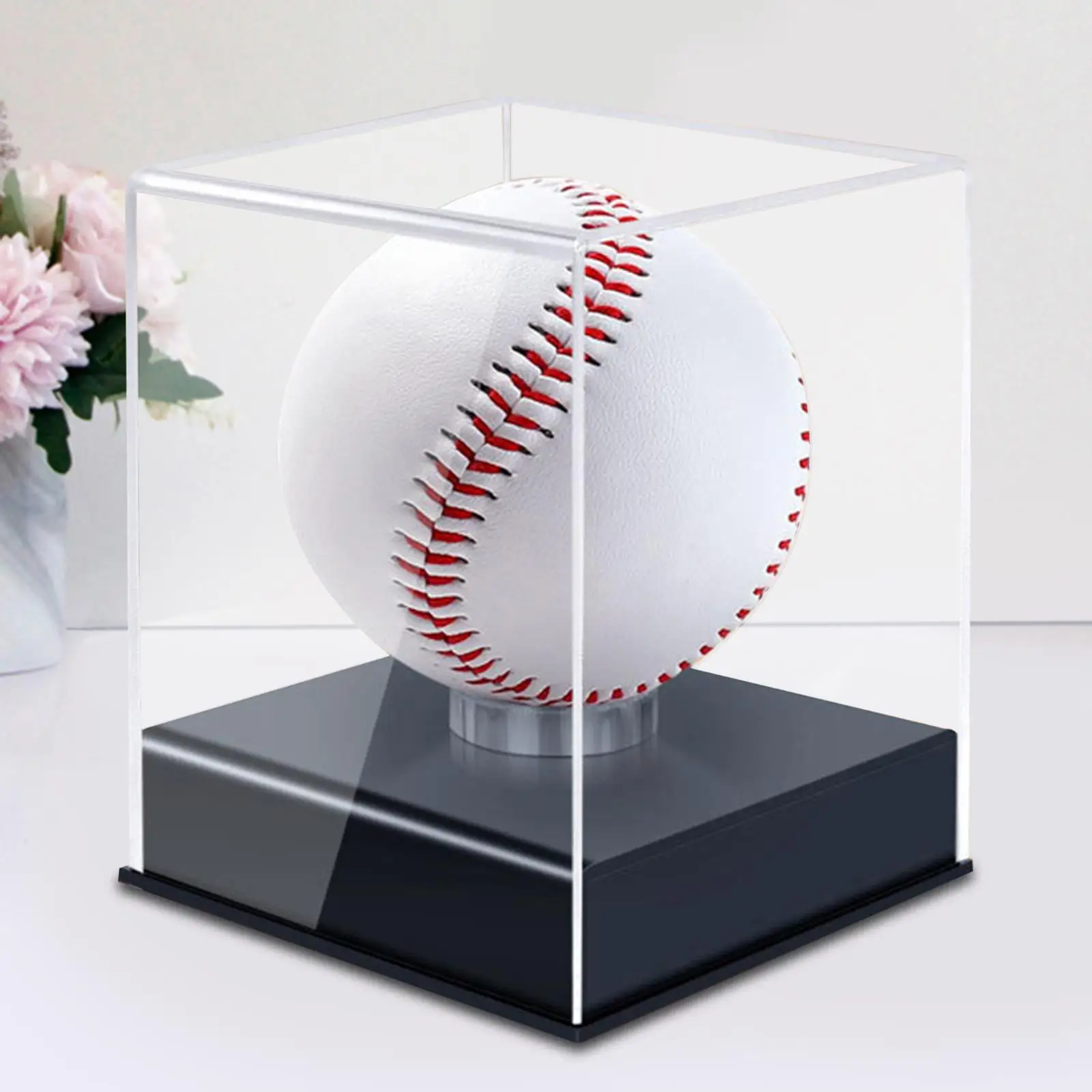 

Acrylic Square Baseball Holder with Bracket Dustproof Baseball Storage Display Case Golf Tennis Ball Transparent Case
