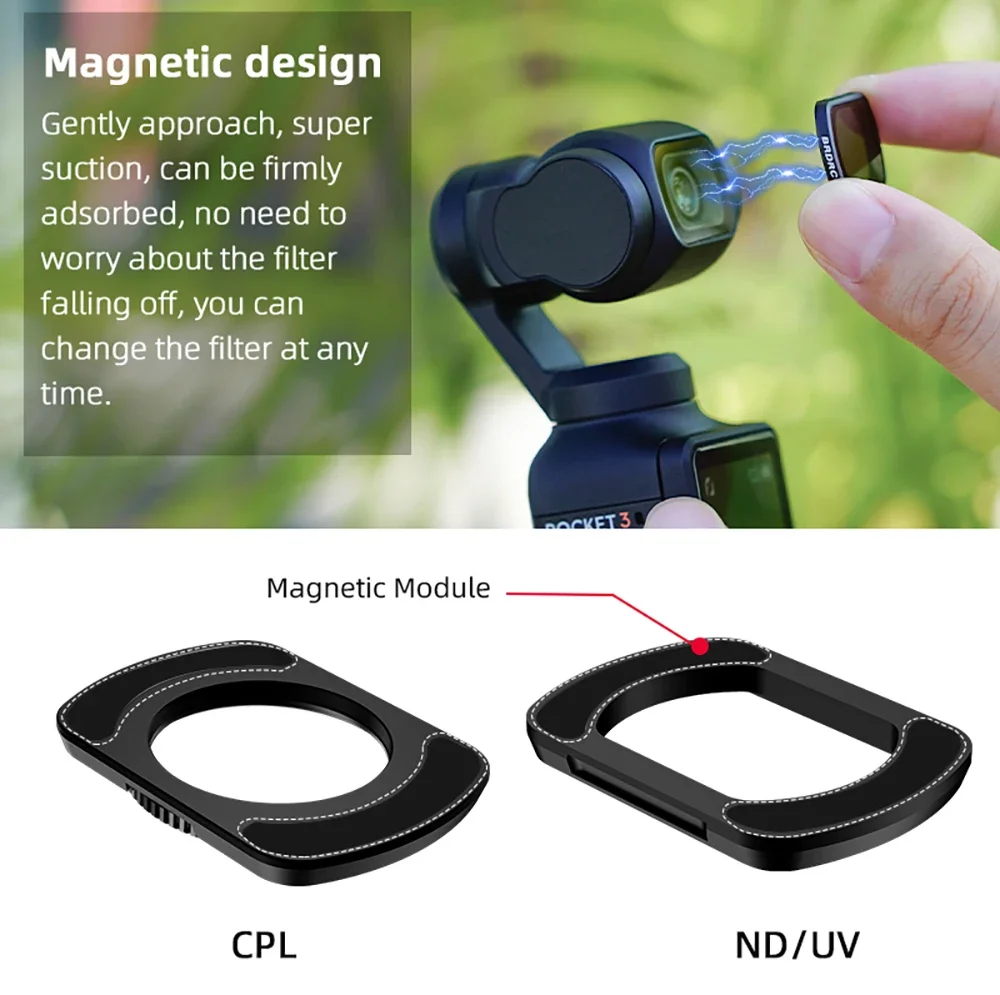 BRDRC Lens Filters for DJI Osmo Pocket 3 Camera UV CPL ND8/ND16ND32/ND64 Magnetic Filters Polarizing Optical Glass Accessories