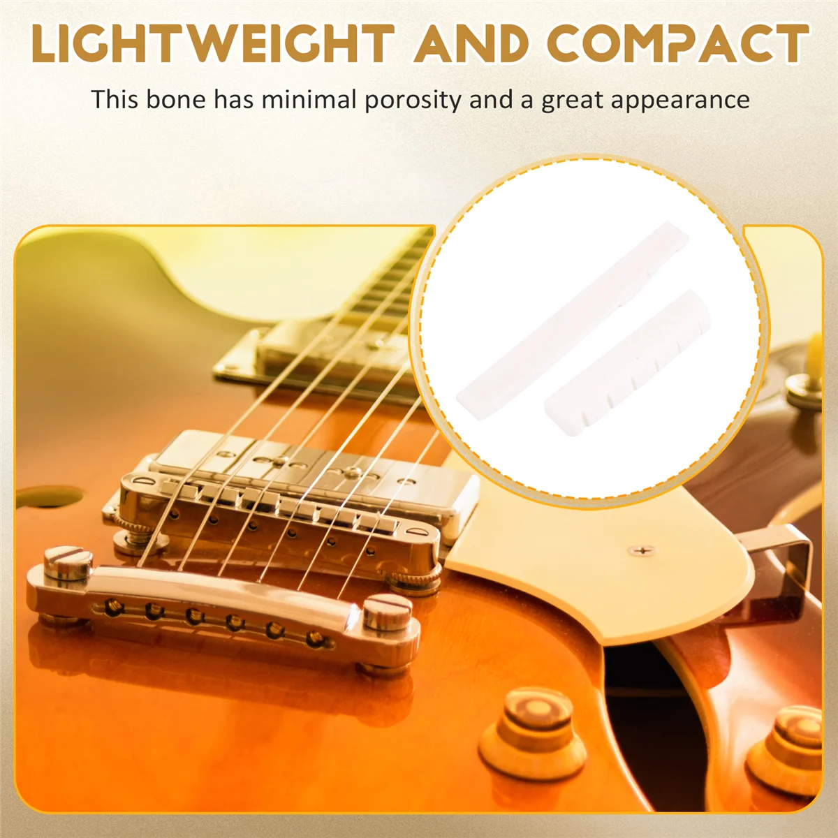 

Lo-ok 8 Sets of 16Pcs 6 String Acoustic Guitar Bone Bridge Saddle and Nut Made of Real Bone