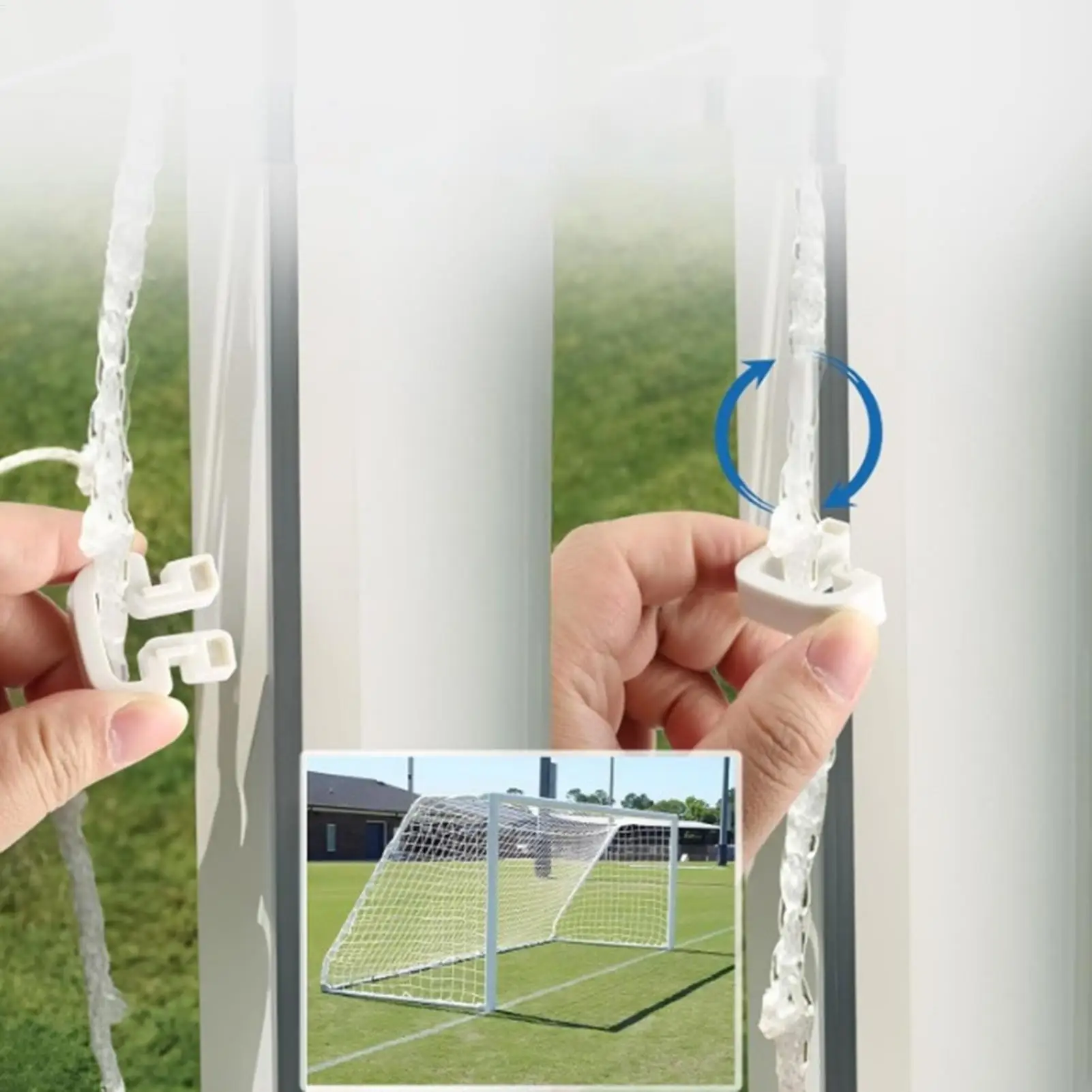 50 pinces de fixation universelles pour filet de but de football, résistantes aux intempéries, avec système de verrouillage, idéales pour les terrains de football, les écoles, les clubs communautaires.