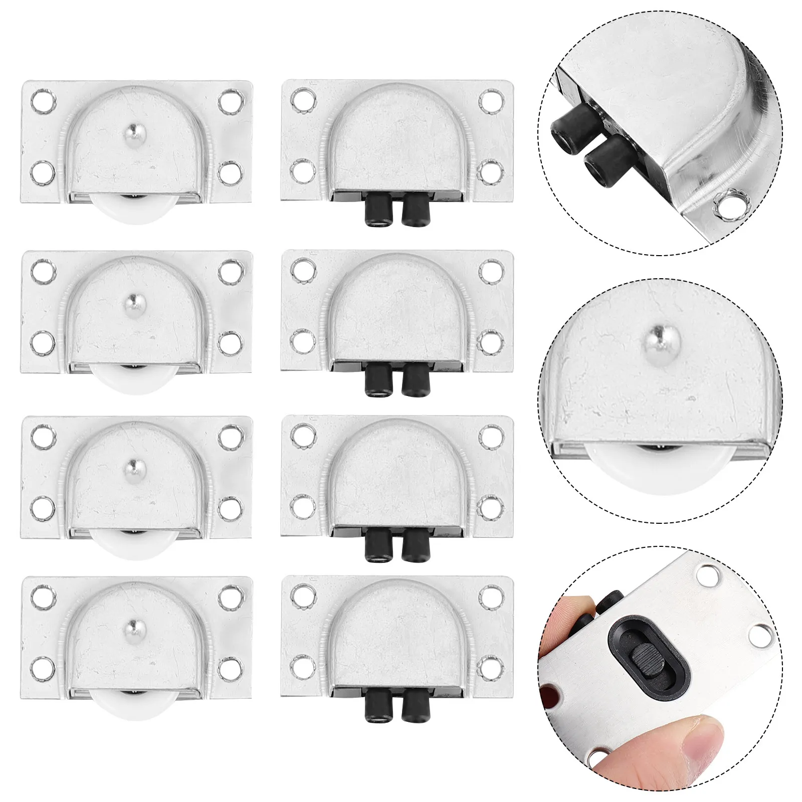 4 Pairs Stainless Steel Sliding Door Rollers for Wardrobe & Closet – Silent Single-Wheel Pulley Replacement
