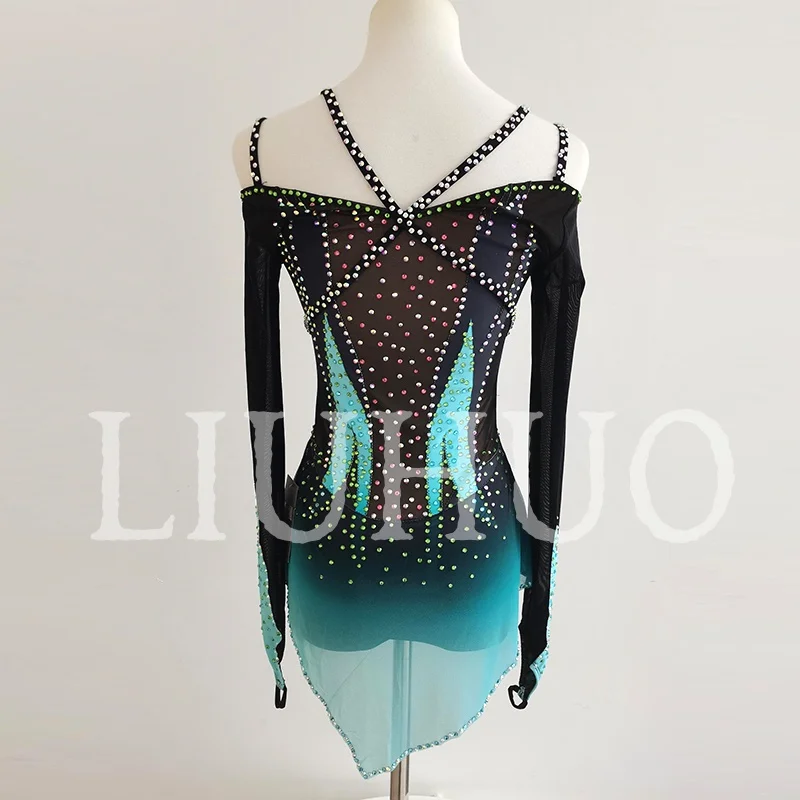 LIUHUO robe de patinage artistique compétition enfants uniformes Costumes manches longues BD3247