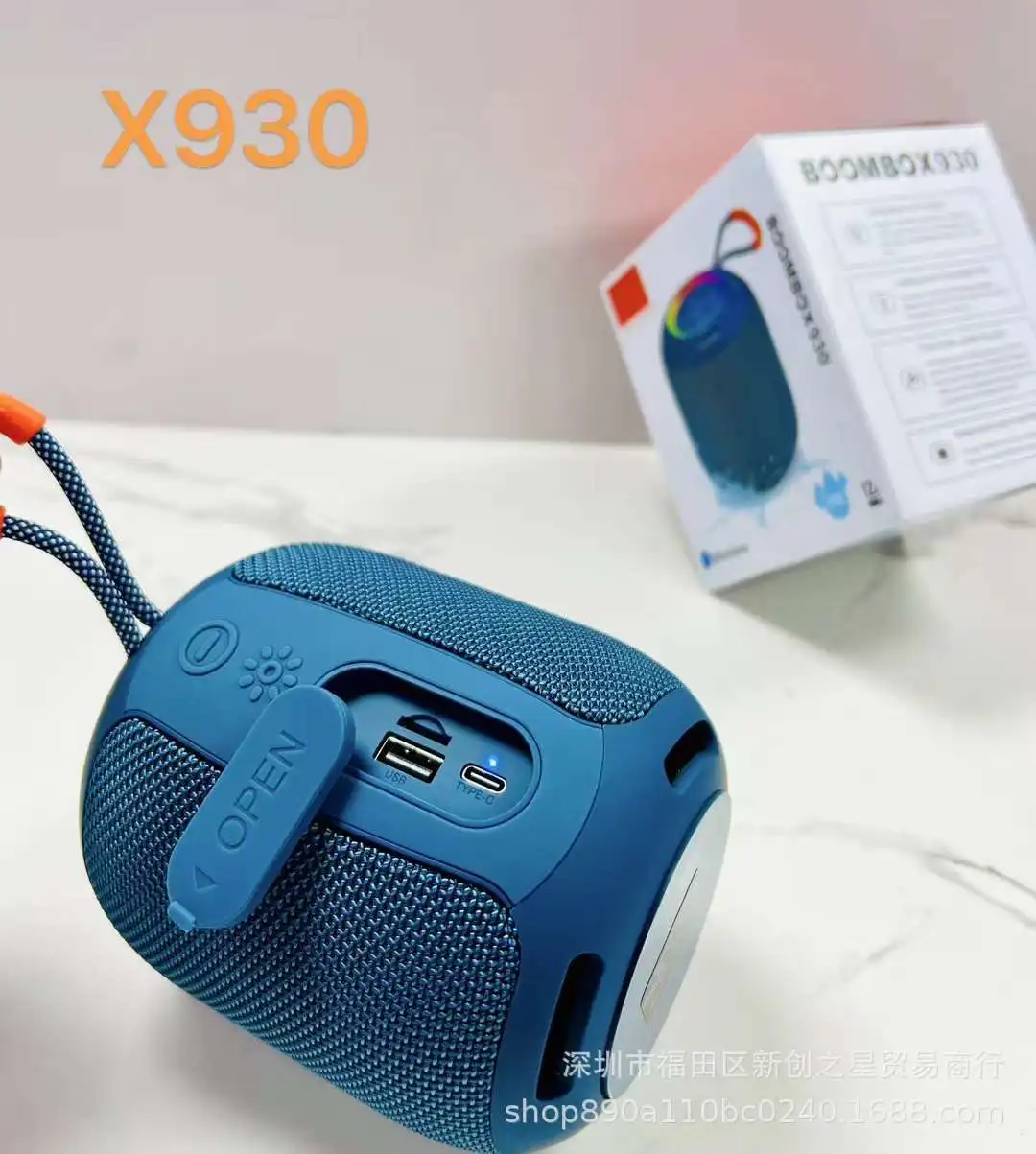 Mini Bluetooth Speaker BOOMBOX X930 Colorful Light Wireless 360° Sound With XBass Fabric Lanyard Subwoofer Portable
