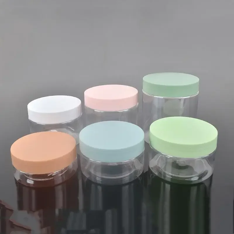 Clear PET Plastic Jars 150ml 200ml 250ml Transparent Empty Cosmetic Mask Cream Wax Packaging Containers Pots with Lids