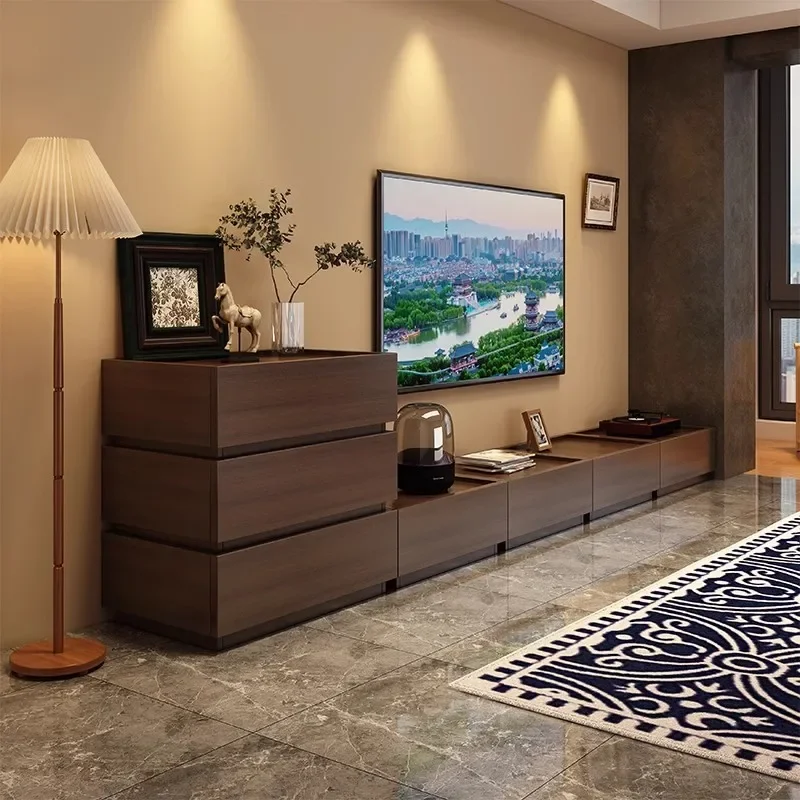 Floor-to-ceiling TV cabinet, living room, household storage, locker, integrated medium and ancient style small